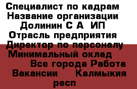 Специалист по кадрам › Название организации ­ Долинин С.А, ИП › Отрасль предприятия ­ Директор по персоналу › Минимальный оклад ­ 28 000 - Все города Работа » Вакансии   . Калмыкия респ.